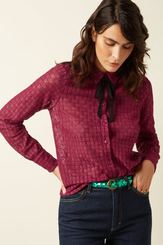 Elia Blússa Branco Lace