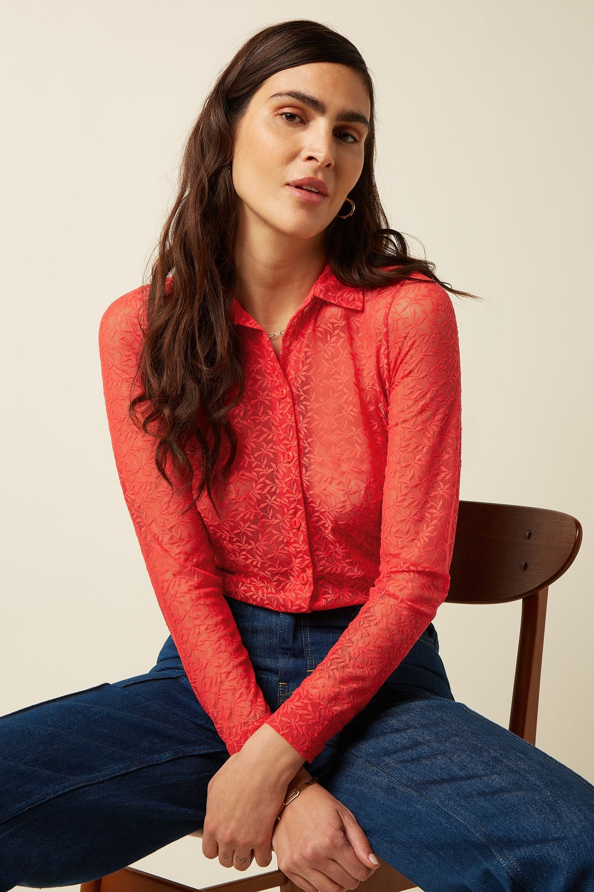Stretch Lace Blússa