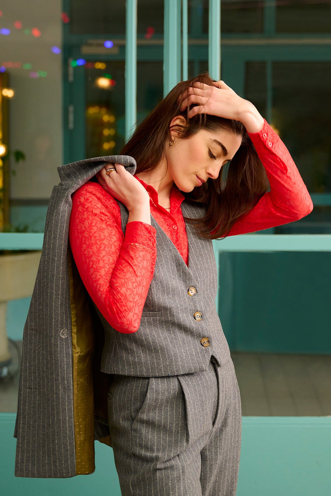 Brando Stripe Ullardrakt /með vesti